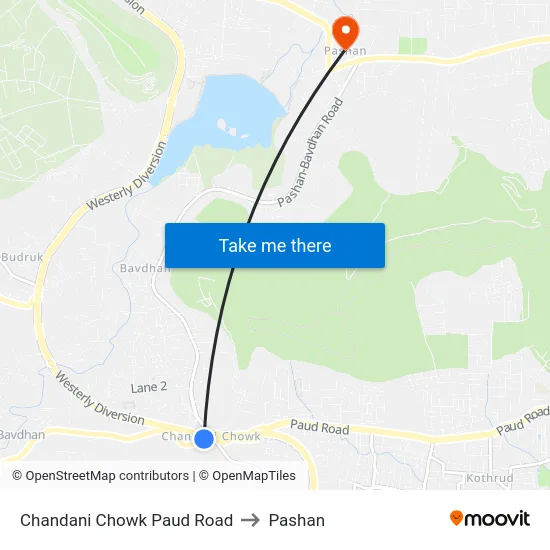 Chandani Chowk Paud Road to Pashan map