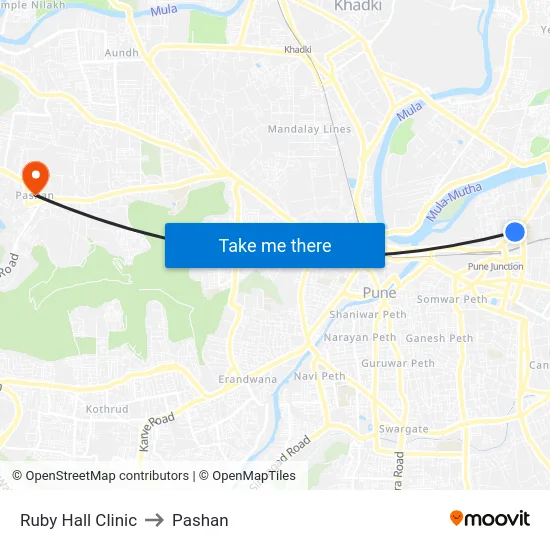 Ruby Hall Clinic to Pashan map