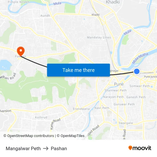 Mangalwar Peth to Pashan map