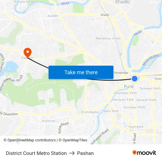 District Court Metro Station to Pashan map