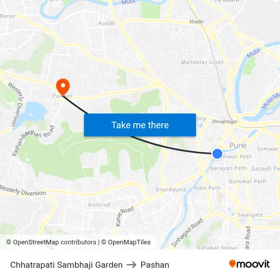 Chhatrapati Sambhaji Garden to Pashan map