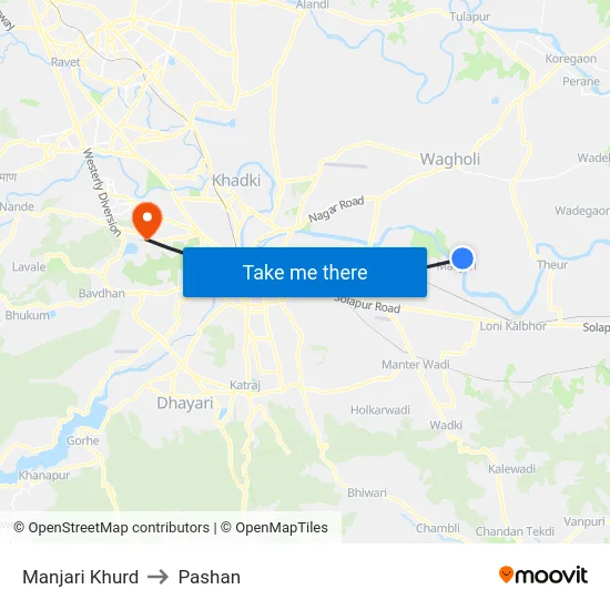 Manjari Khurd to Pashan map