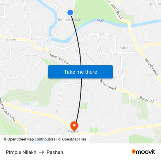 Pimple Nilakh to Pashan map