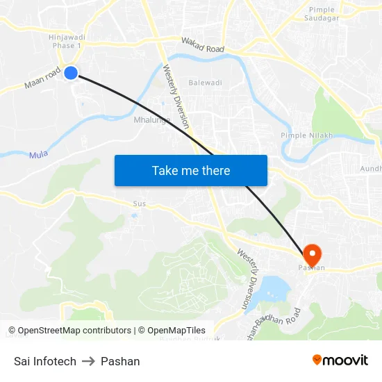 Sai Infotech to Pashan map