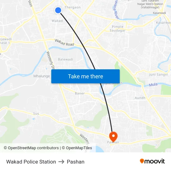 Wakad Police Station to Pashan map
