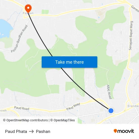 Paud Phata to Pashan map