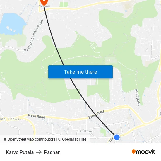 Karve Putala to Pashan map