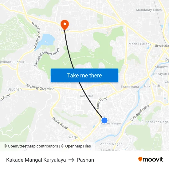 Kakade Mangal Karyalaya to Pashan map