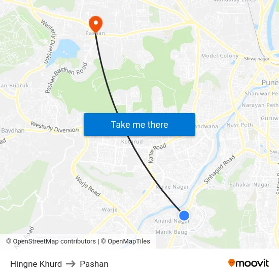 Hingne Khurd to Pashan map