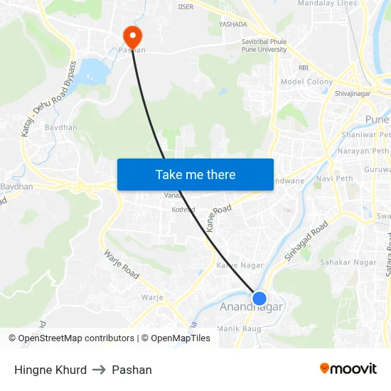 Hingne Khurd to Pashan map