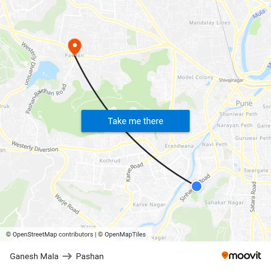 Ganesh Mala to Pashan map