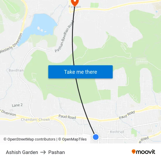 Ashish Garden to Pashan map