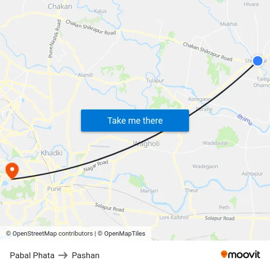 Pabal Phata to Pashan map