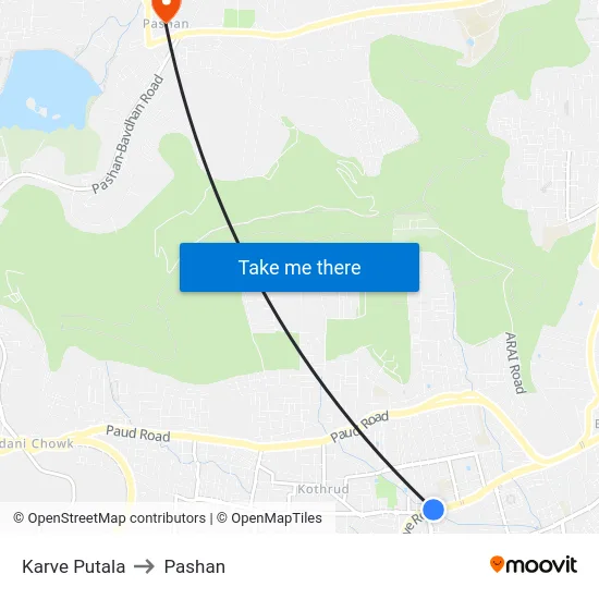 Karve Putala to Pashan map