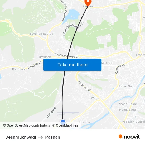 Deshmukhwadi to Pashan map
