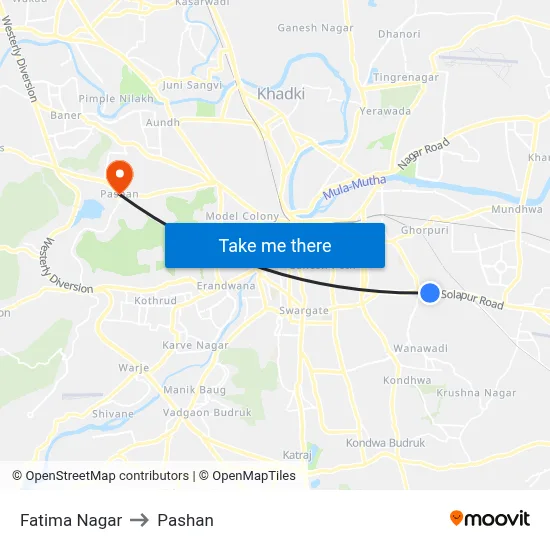 Fatima Nagar to Pashan map