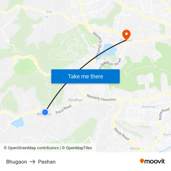 Bhugaon to Pashan map