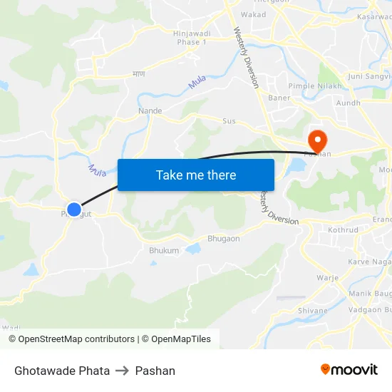 Ghotawade Phata to Pashan map