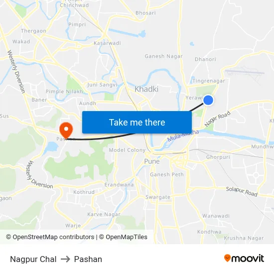 Nagpur Chal to Pashan map