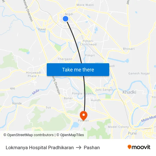 Lokmanya Hospital Pradhikaran to Pashan map