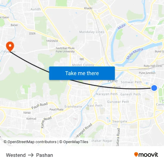 Westend to Pashan map