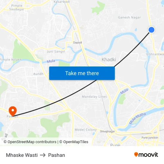 Mhaske Wasti to Pashan map