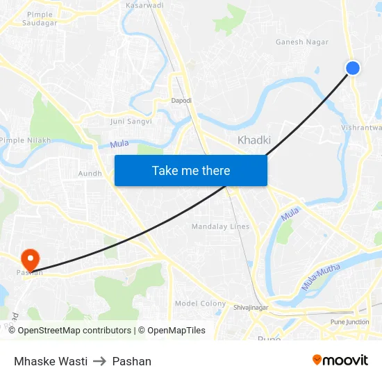 Mhaske Wasti to Pashan map