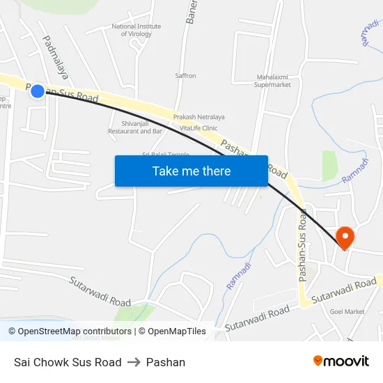 Sai Chowk Sus Road to Pashan map