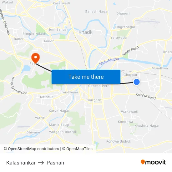 Kalashankar to Pashan map