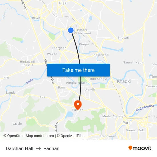 Darshan Hall to Pashan map