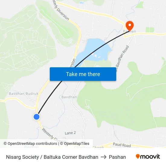 Nisarg Society / Baltuka Corner Bavdhan to Pashan map
