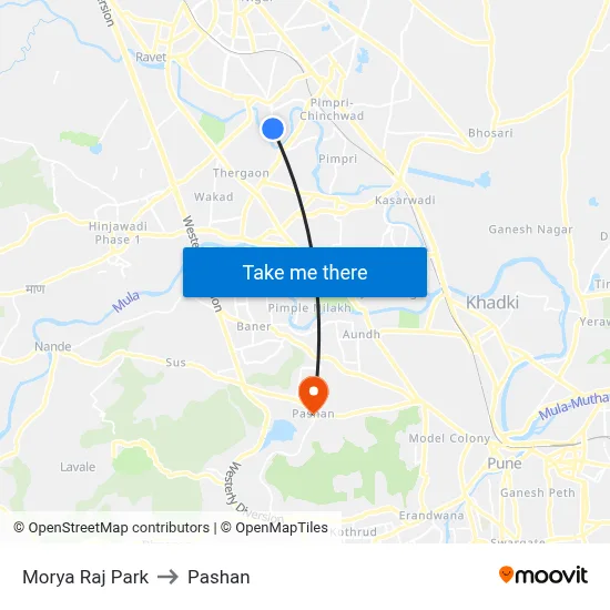 Morya Raj Park to Pashan map