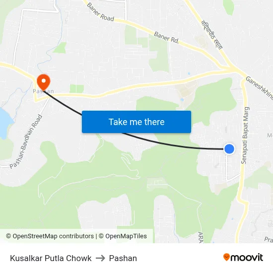 Kusalkar Putla Chowk to Pashan map