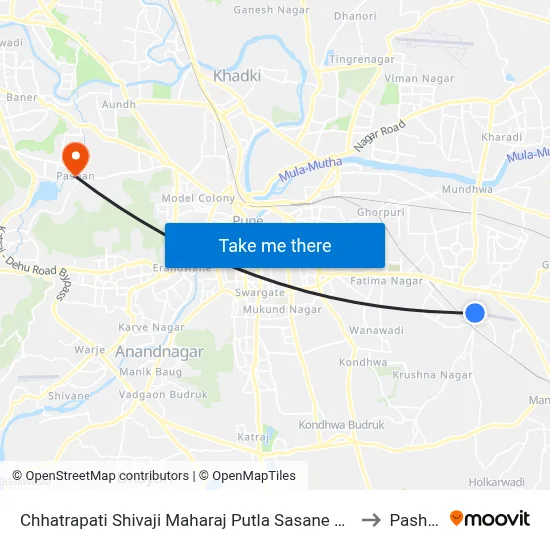 Chhatrapati Shivaji Maharaj Putla Sasane Nagar to Pashan map