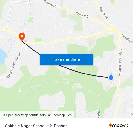 Gokhale Nagar School to Pashan map