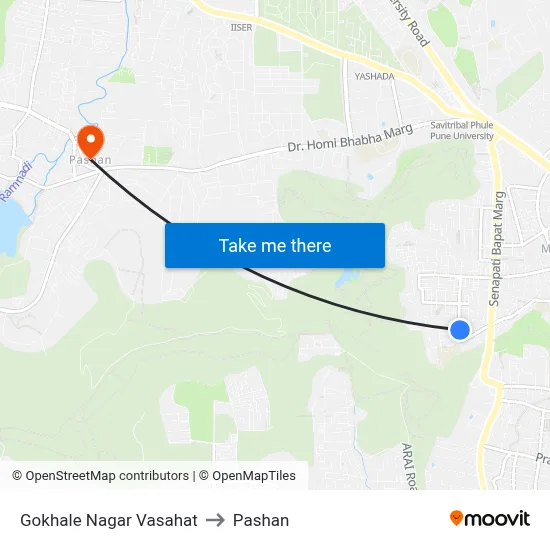 Gokhale Nagar Vasahat to Pashan map