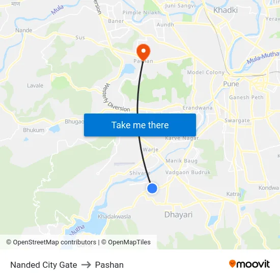 Nanded City Gate to Pashan map