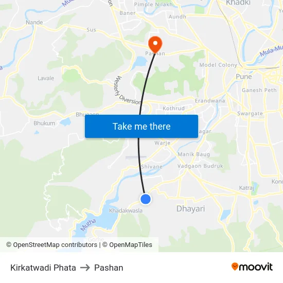 Kirkatwadi Phata to Pashan map
