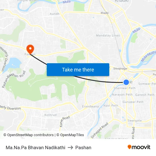 Ma.Na.Pa Bhavan Nadikathi to Pashan map