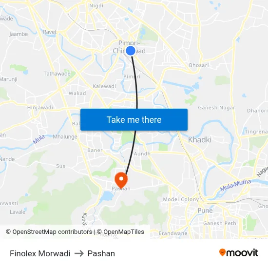 Finolex Morwadi to Pashan map