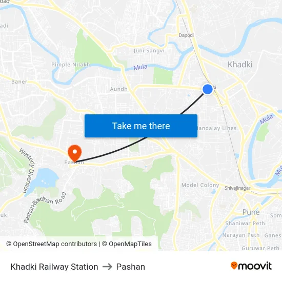 Khadki Railway Station to Pashan map