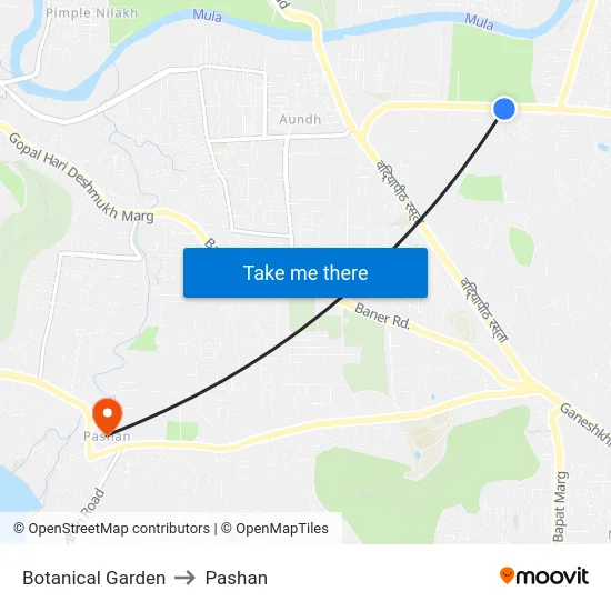 Botanical Garden to Pashan map