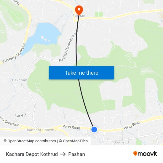 Kachara Depot Kothrud to Pashan map