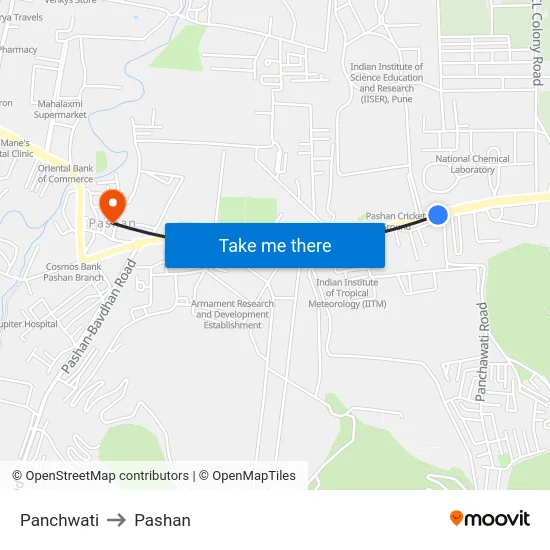 Panchwati to Pashan map