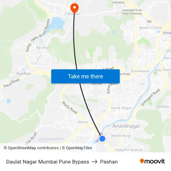 Daulat Nagar Mumbai Pune Bypass to Pashan map