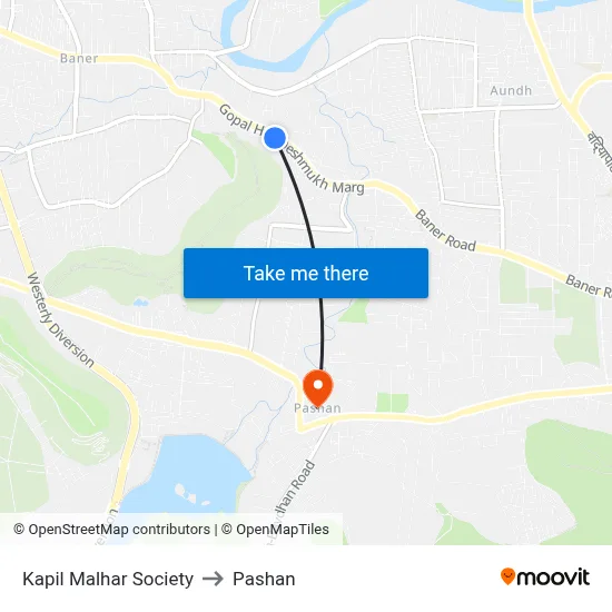 Kapil Malhar Society to Pashan map