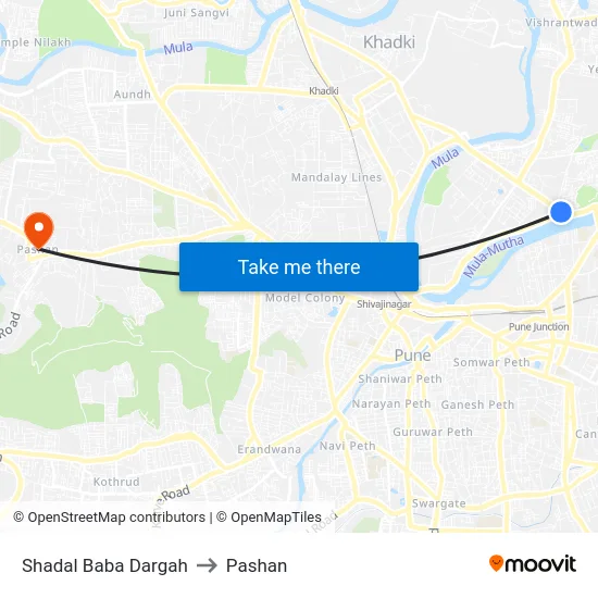 Shadal Baba Dargah to Pashan map