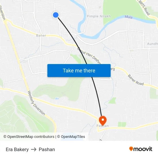 Era Bakery to Pashan map