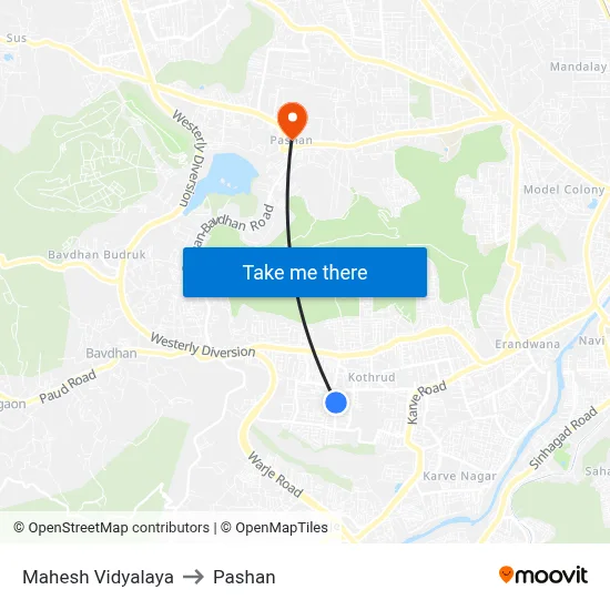 Mahesh Vidyalaya to Pashan map