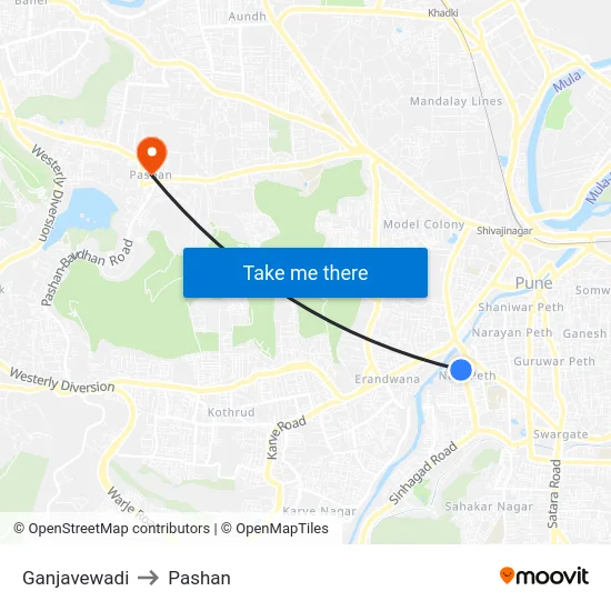 Ganjavewadi to Pashan map